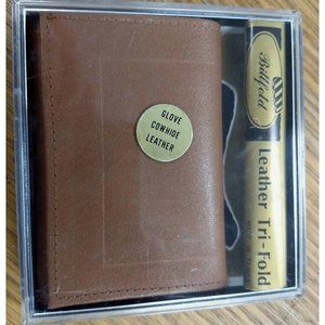 Vintage Custom Craft Mens Brown Leather & Manmade Material Wallet Made in Taiwan